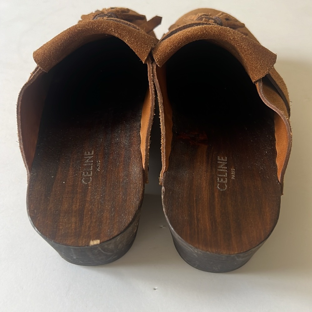 Celine clogs suede with tassel and nails head and fringe - Picture 6 of 16